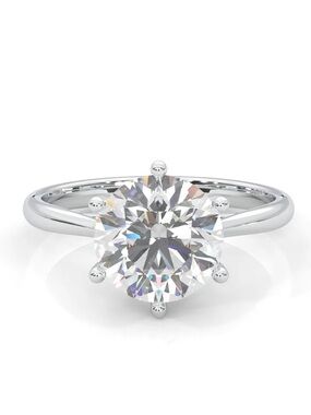 2.0 Carat Moissanite Engagement Ring in Platinum Plated Sterling Silver NWT
